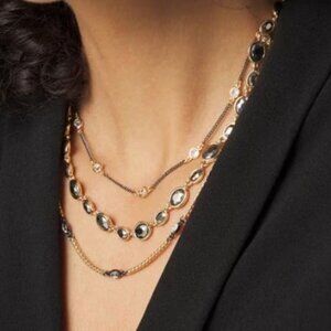 WHBM Gold + Hematite Crystal Convertible Necklace, NWOT